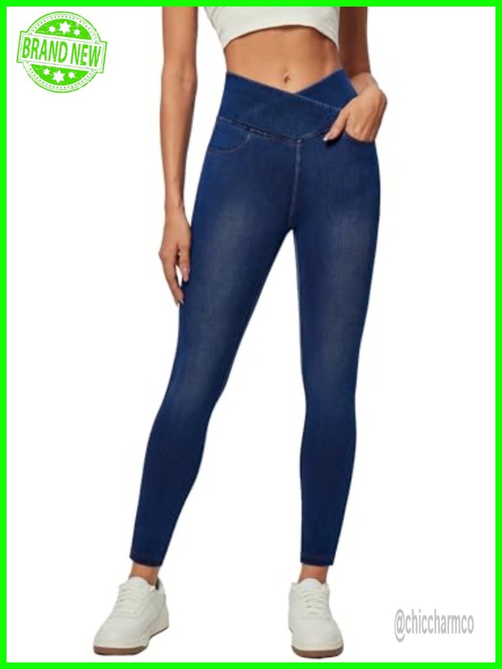 Stretchy Pull On High Waisted Skinny Jeggings with Tummy Control